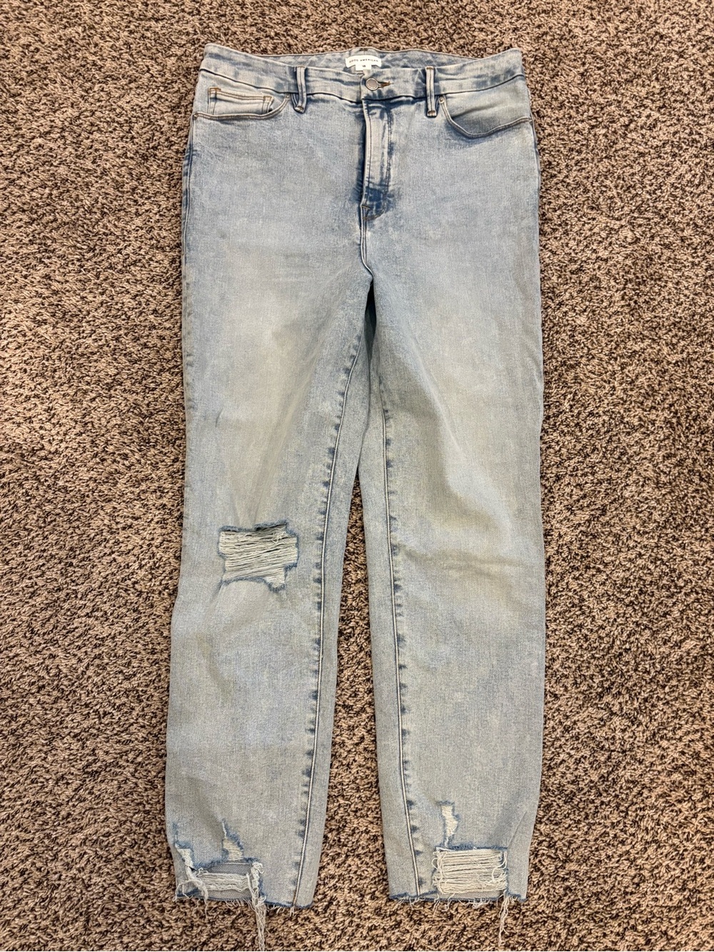 Good American Light Blue Distressed Skinny Jeans